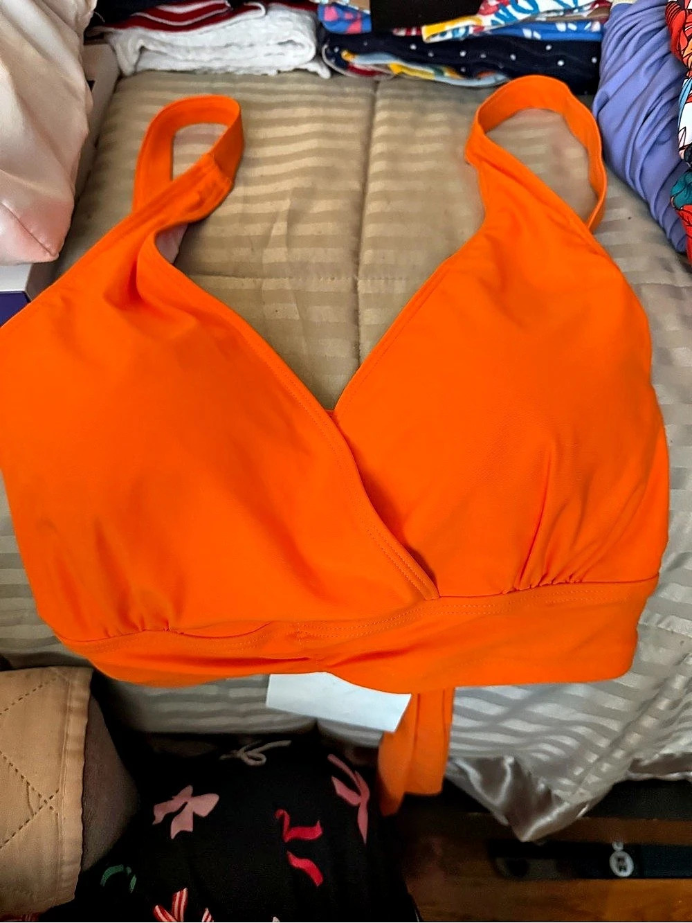 Hanna Nikole Plus Size Wrap Bikini Top Orange
